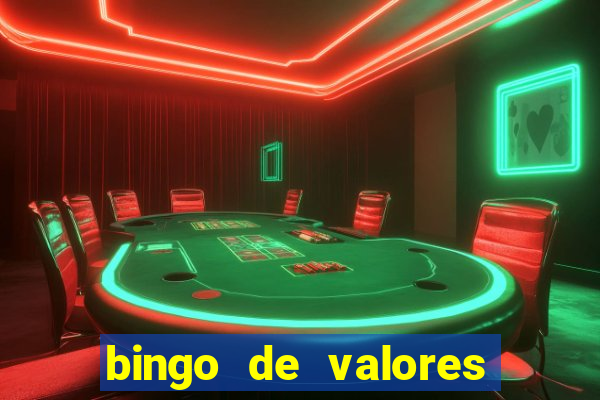 bingo de valores para imprimir