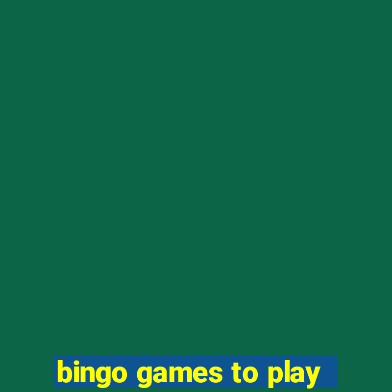 bingo games to play