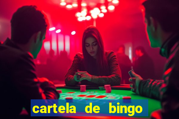 cartela de bingo para preencher