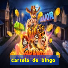 cartela de bingo com letras